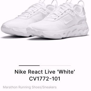 Nike React White Live - Size: 7Y or 8.5 Women